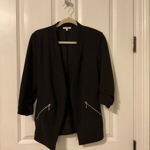 Maurices Black Open Front Blazer with Zippered Pockets